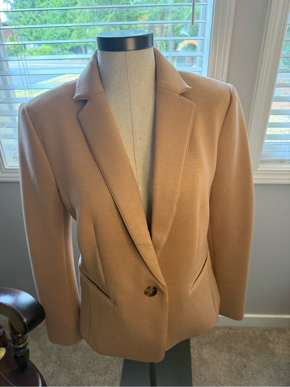 Ann Taylor Camel-Tone Notched Lapel Blazer